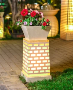 Planting beds shaped like building bricks