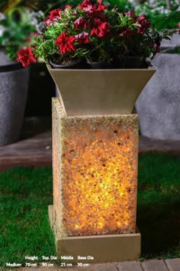 Planting beds with soft lighting