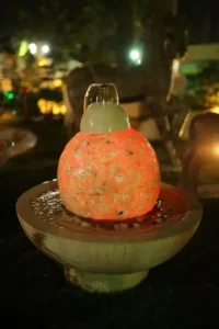 Waterfalls and fountains with red lighting